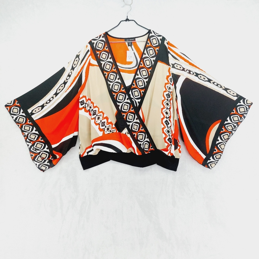 Ashley Stewart Multicolor Geometric Blouse